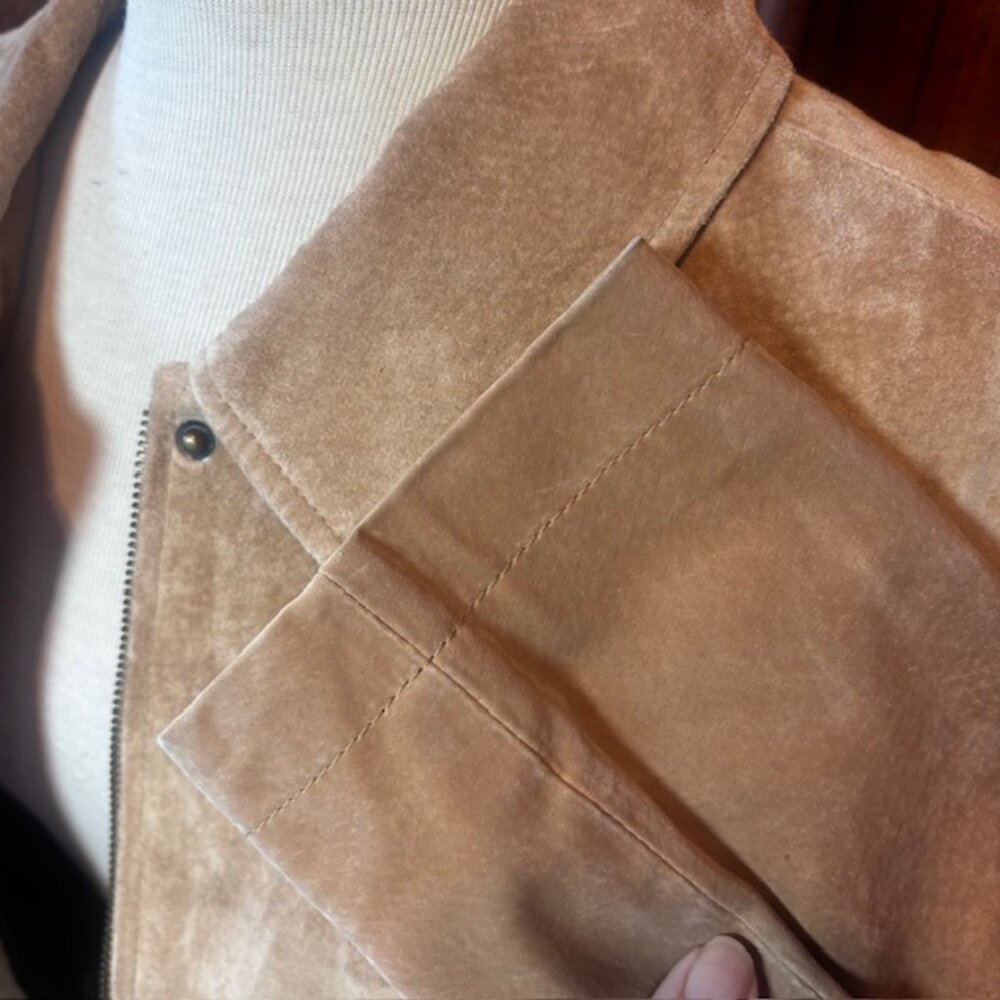 Cherokee Genuine Suede Jacket Tan Zip Front Coat | 20W - Picture 11 of 14